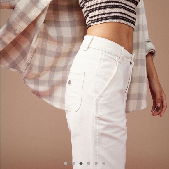 NWT Urban Outfitters Dickies White Carpenter Cargo Straight Leg Pants Women - Picture 4 of 7